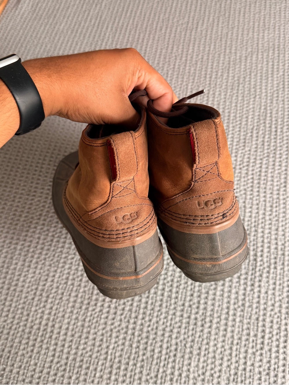 UGG Men's Tan and Gray Waterproof Duck Boots - Picture 5 of 6
